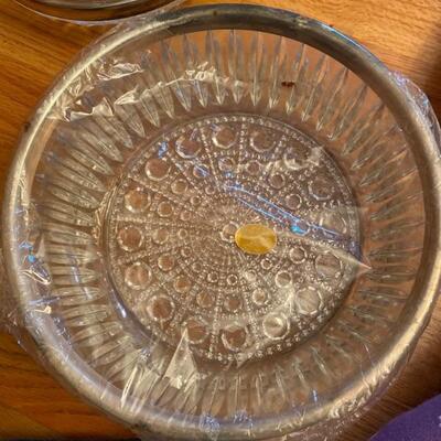 Vintage glass with silver plated edges serving dishes