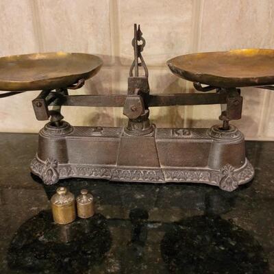 Antique French Kg #2 Cast & Brass Balance Scale