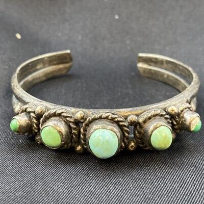 Vintage Sterling Silver and Turquoise Bangle