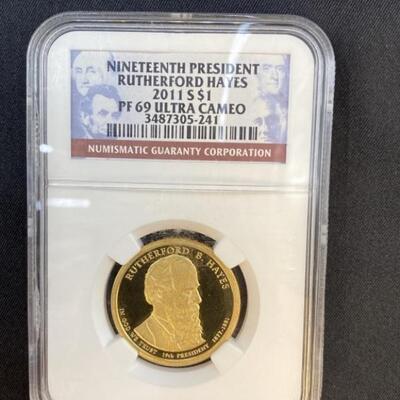 2011 S $1 COIN PF 69 ULTRA CAMEO 19th President