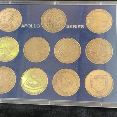 Set of 11 Apollo Series Space Medals in an Acrylic
Display Case