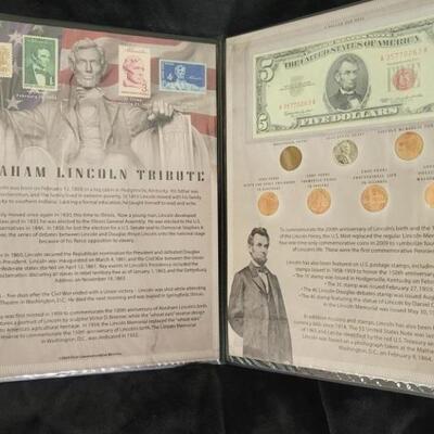 Abraham Lincoln Tribute Featuring 1963
Uncirculated $5 Red Seal Note
