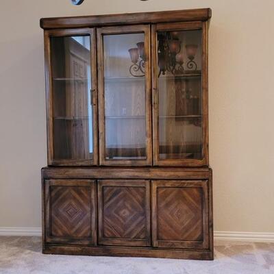 Lighted China Cabinet with 2 Drawers and Storage
