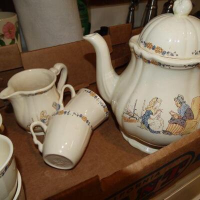 Sarreguemines Transfer 
â€œEnfants Richardsâ€ 
  Teapot Set
