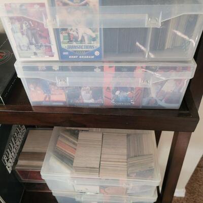 Boxes of football and Basketball cards, most are Upper Deck