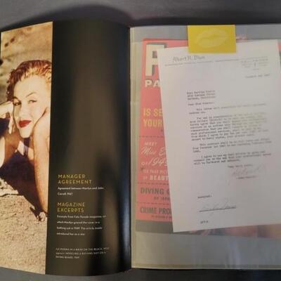 Marilyn Monroe Treasures Book by Jenna Glatzer
Very unique book with pull-out reproduction memorabilia including Birth Certificate,...