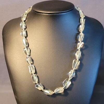 Aquamarine Beaded Necklace w/ Silver Clasp