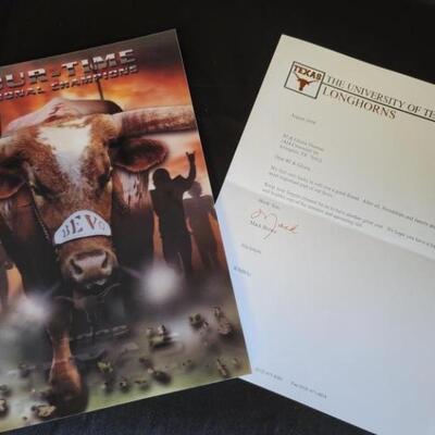2008 Longhorns Program & Signed Letter from Coach