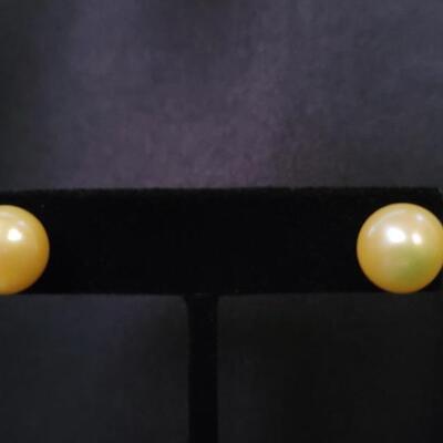 14K Yellow Pearl Earrings 3.71g