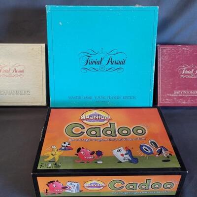 (4) Board Games: 3-Trivial Pursuit & 1-Caddo