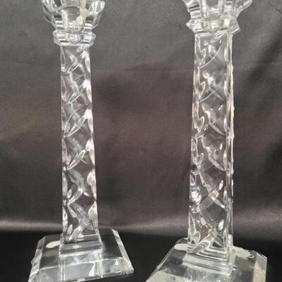 Pair of 10in Crystal Candlesticks