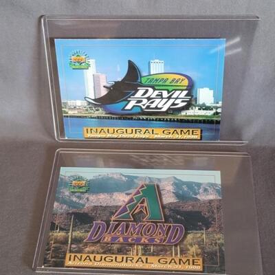 (2) Upper Deck Inaugural Game Cards: Devil Rays &
Diamond Backs
Both Games were March 31, 1998
Both Games represented the teams' 1st game...