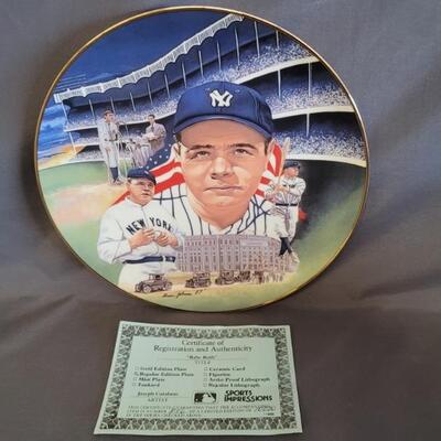 Babe Ruth Collectable Plate with COA