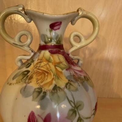 Antique Hand Painted Nippon Handled Vase