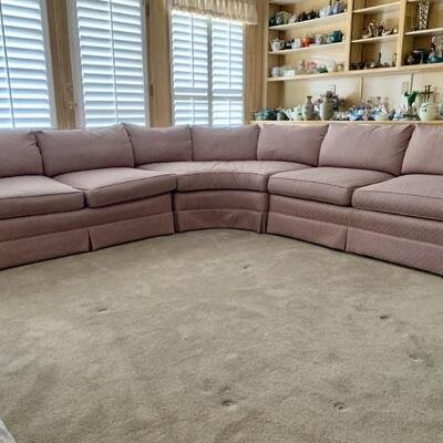 Large Dusty Rose Fabric Sectional