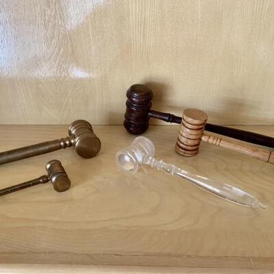(5) Gavels - 2-Wood, 2-Brass and 1-Lucite