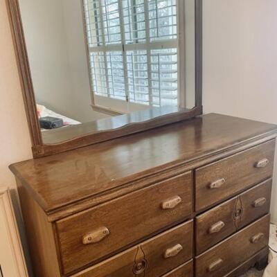 Wooden 6-Drawer Dresser with Mirror