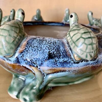 Footed Pottery Turtle Bowl with Pebbles from China