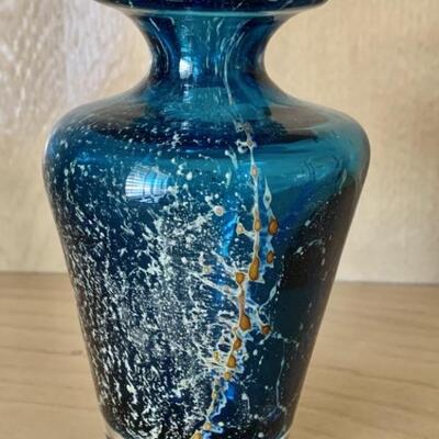 MDINA Speckled Blue Art Glass Vase from Malta
