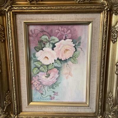Original Pink Floral Oil Painting on Canvas