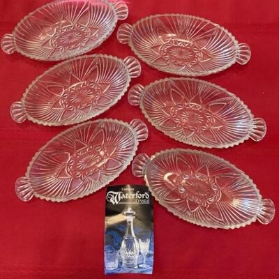 (6) Waterford Handled Shallow Serving Bowls/Trays