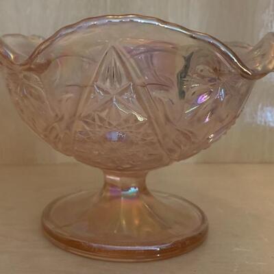 Vintage Pressed Pink Glass Compote by Lenox