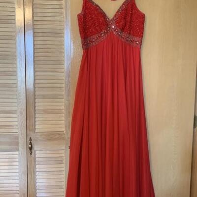 Red Sequined \ Evening Gown by Mike Benet Formals