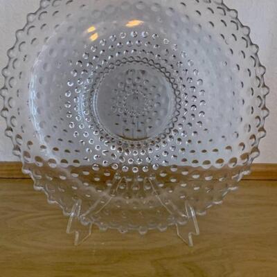 Vintage Hobnail Clear Pressed Glass 12in Bowl