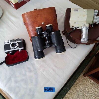MSE048 - Vintage Fujica Drive 35mm Camera, Minolta Zoom 8 Movie Camera & Night Hawk Binoculars