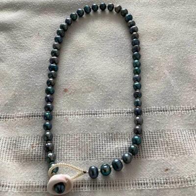 Mse063 Genuine Black Pearl Necklace 16.75