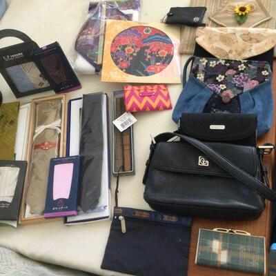 MSE062 - Vintage & New Asian Accessories - Ties, Handbags, Fan, Vera Bradley Coin Purse
