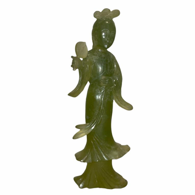 Antique Carved Jade Woman Statue