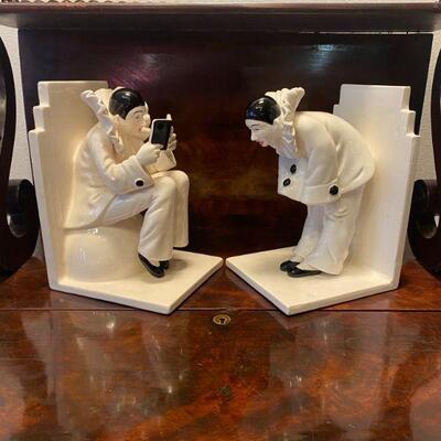 Art Deco Harlequin Bookends