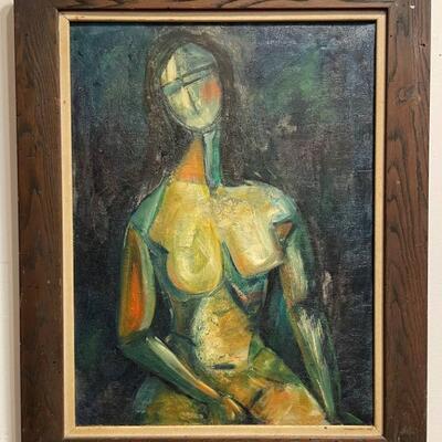 Mid Century Modern Cubist Nude Woman