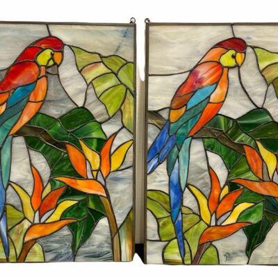 Stained Glass Parrot Windows
