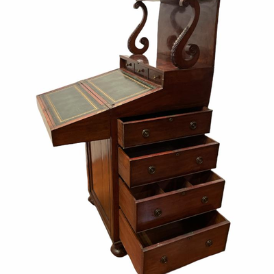 19C English Mahogany Davenport Desk