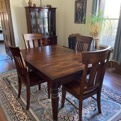 World Market Dining Table with Two Leaves, Six Chairs