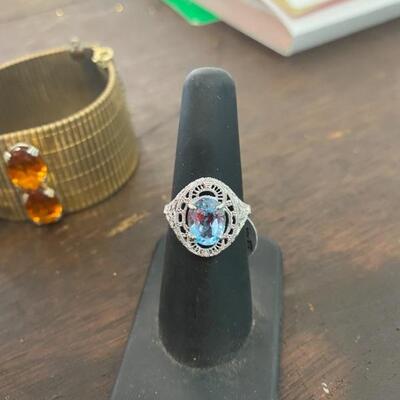 Blue topaz and sterling silver filigree ring!