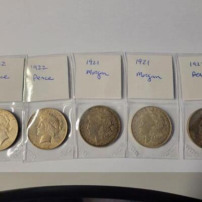 Morgan & Peace dollars plus other coins 