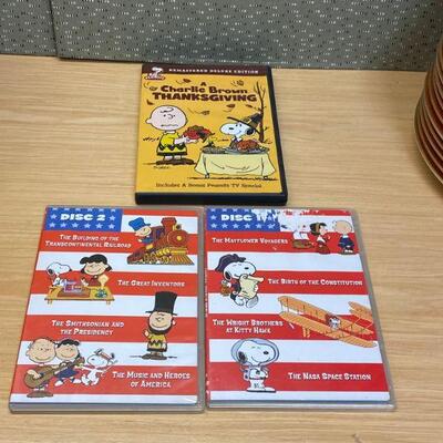https://www.ebay.com/itm/115169529063	HS5015 Peanuts Charlie Brown History Educational DVDs Plus A Charlie Brown Thanksgiving ISBN...
