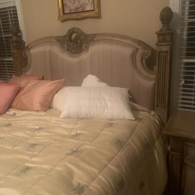 This is a king size bedroom set headboard footboard nightstands dresser mattress and box springs