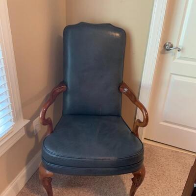 Blue leather  chair great condition