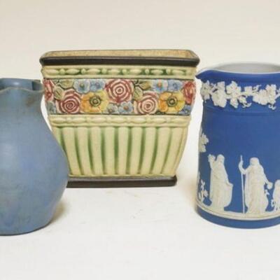 1109	3 PIECES POTTERY, WELLER, WACO & WEDGWOOD ENGLAND, TALLEST IS 4 1/2 IN
