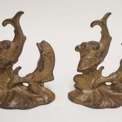 1059	*DOLPHIN* CAST IRON BOOKENDS, COPYRIGHT 1939, 5 IN WIDE X 6 1/4 IN HIGH
