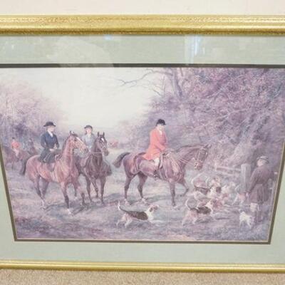 1078	LARGE HUNT PRINT IN GILT FRAME, DOUBLE MATTED, 41 IN X 31 IN INCLUDING FRAME
