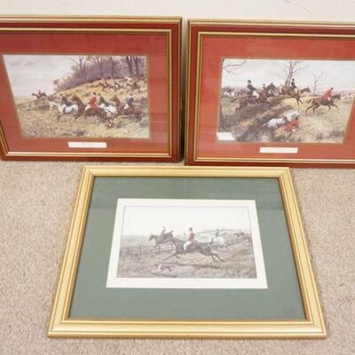 1079	3 HUNT PRINTS, 2 BY GEORGE WRIGHT, OTHER BY THOMAS BLINKS, LARGEST IS 20 IN X 16 IN INCLUDING FRAME
