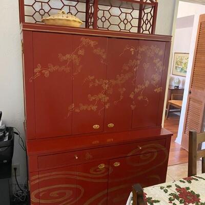 Asian Style work cabinet hand painted 