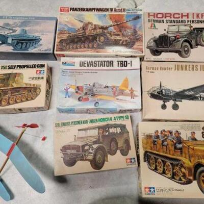 #1230 â€¢ 8 Model Trucks, Planes, and Tanks