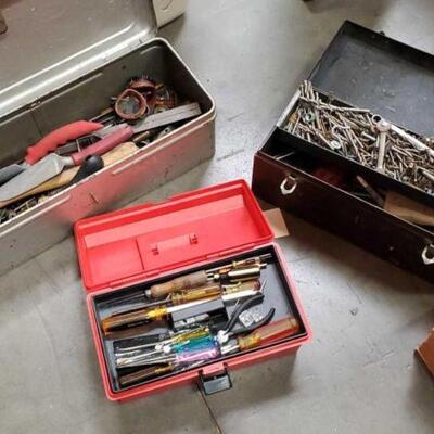 #4642 â€¢ 3 Toolboxes With Tools 3 Toolboxes With Tools