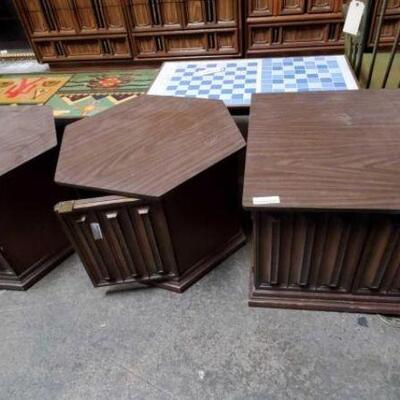 #2048 â€¢ 3 Side Tables Measurements Range Approx 24"x24"x19"-27"x27"x19"
